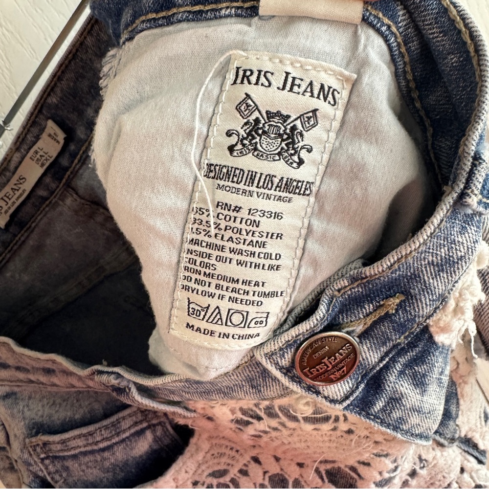Iris Jeans blue‎ shorts white lace size large - Picture 5 of 5